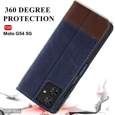 Mobiclonics Dual coloured/Dual Toned Vintage Flip Back Cover for Moto G54 5g(Blue coffee)-thumb3