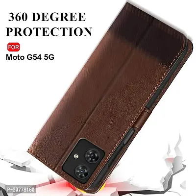 Mobiclonics Dual coloured/Dual Toned Vintage Flip Back Cover for Moto G54 5g (Brown coffee)-thumb3