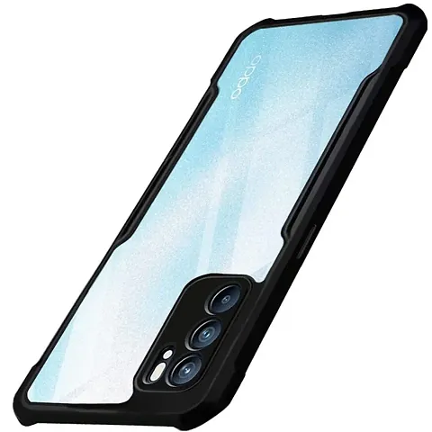 SFprintz Shock Proof Clear Protective Eagle Back Case Cover | 360 Degree Camera Protection Oppo Reno6 5G | Transparent Hybrid Back Cover Mobile Cover for Oppo Reno6 5G - Black