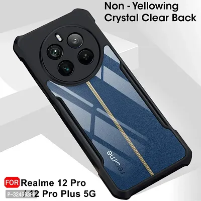 Mobiclonics Shockproof Crystal Clear Back Cover Case for Realme 12 pro plus | 360 Degree Protection | Protective Design | Transparent (PC  TPU, Black Bumper)-thumb2