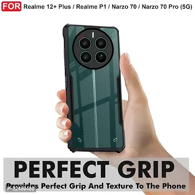 Mobiclonics Shockproof Crystal Clear Back Cover Case for Realme Narzo 70 | 360 Degree Protection | Protective Design | Transparent (PC  TPU, Black Bumper)-thumb2