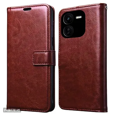 Mobiclonics Vintage Flip Back Cover for iQOO Z9X 5G (Brown)-thumb0