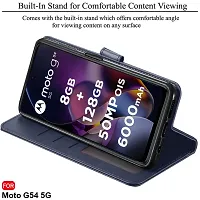 Mobiclonics Dual coloured/Dual Toned Vintage Flip Back Cover for Moto G54 5g(Blue coffee)-thumb1