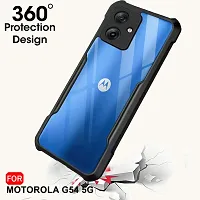 Mobiclonics Shockproof Crystal Clear Back Cover Case for Motorola Moto G54 | 360 Degree Protection | Protective Design | Transparent (PC  TPU, Black Bumper)-thumb2