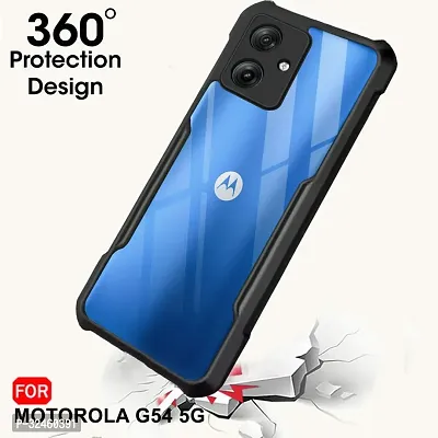 Mobiclonics Shockproof Crystal Clear Back Cover Case for Motorola Moto G54 | 360 Degree Protection | Protective Design | Transparent (PC  TPU, Black Bumper)-thumb3