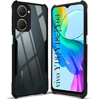 Mobiclonics Shockproof Crystal Clear Back Cover Case for Vivo y18e | 360 Degree Protection | Protective Design | Transparent (PC  TPU, Black Bumper)-thumb2