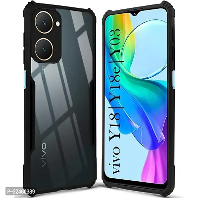 Mobiclonics Shockproof Crystal Clear Back Cover Case for Vivo y18e | 360 Degree Protection | Protective Design | Transparent (PC  TPU, Black Bumper)-thumb3