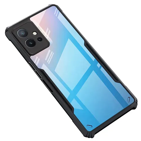 TRUESHOPiQOO Z6 5G / Vivo T1 5G Case Back Cover Shockproof Bumper Crystal Clear | 360 Degree Protection TPU+PC | Camera Protection | Acrylic Transparent Eagle Cover for iQOO Z6 5G (Black)