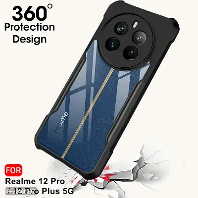 Mobiclonics Shockproof Crystal Clear Back Cover Case for Realme P1 Pro 5g | 360 Degree Protection | Protective Design | Transparent (PC  TPU, Black Bumper)-thumb3