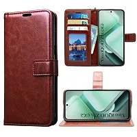 Mobiclonics Vintage Flip Back Cover for iQOO Z9X 5G (Brown)-thumb1