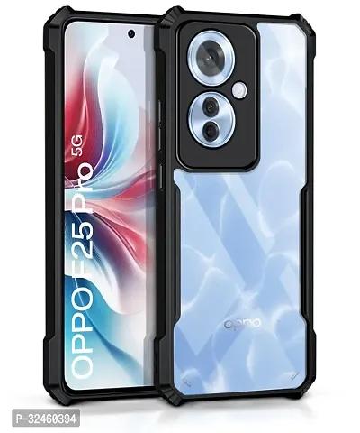 Mobiclonics Shockproof Crystal Clear Back Cover Case for Oppo F25 Pro 5g | 360 Degree Protection | Protective Design | Transparent (PC  TPU, Black Bumper)-thumb0