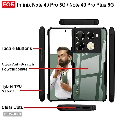 Mobiclonics Shockproof Crystal Clear Back Cover Case for Infinix note 40 pro plus | 360 Degree Protection | Protective Design | Transparent (PC  TPU, Black Bumper)-thumb4