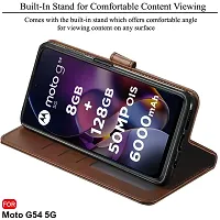 Mobiclonics Dual coloured/Dual Toned Vintage Flip Back Cover for Moto G54 5g (Brown coffee)-thumb3