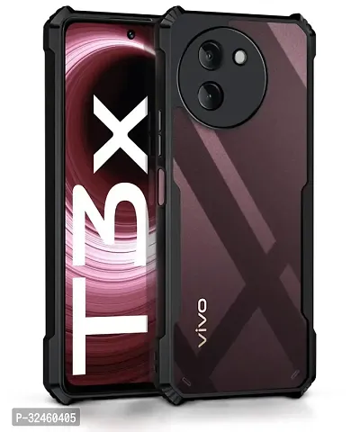 Mobiclonics Shockproof Crystal Clear Back Cover Case for Vivo T3x 5g | 360 Degree Protection | Protective Design | Transparent (PC  TPU, Black Bumper)-thumb0