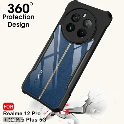 Mobiclonics Shockproof Crystal Clear Back Cover Case for Realme 12 pro | 360 Degree Protection | Protective Design | Transparent (PC  TPU, Black Bumper)-thumb3