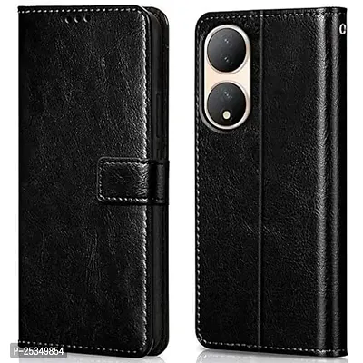 Mobiclonics Vintage Flip Cover for Vivo Y100 5g - Black-thumb0