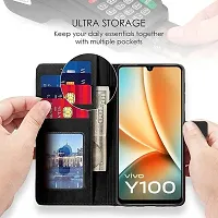 Mobiclonics Vintage Flip Cover for Vivo Y100 5g - Black-thumb3