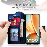 Mobiclonics Vintage Flip Cover for Vivo Y100 5g - Blue-thumb1