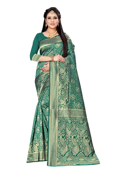 Beautiful Art Silk Woven Design Saree with Blouse piece