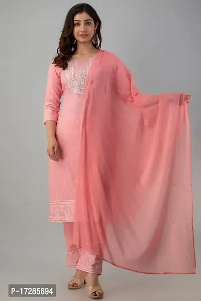 Women Stylish Rayon Kurta With Pant And Dupatta-thumb0