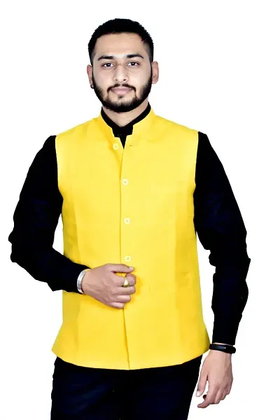 Badoliya & Sons Men's Designer Jute Nehru Jacket/Waist Coat