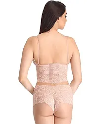 Iconic Deeva Trendy Womens Stylish Net Lingerie Set, Beautiful Lingerie for Honeymoon Or Love Nights Beige-thumb1