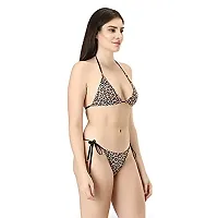 Iconic Deeva Tiger Print Women Bikni Lingerie Set, Blended Cotton Free Size Bikini Set with Adjustable Straps (Fit for 30-40) Gold-thumb2