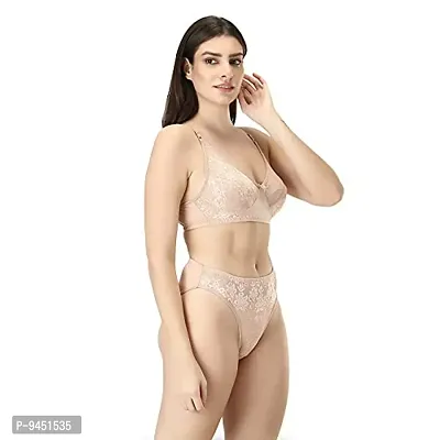 Iconic Deeva Stylish Women Net  Lace Bra Panty Set for Ladies, Girls Lingerie Set in Soft Cotton Blended with Lycra Material-thumb3