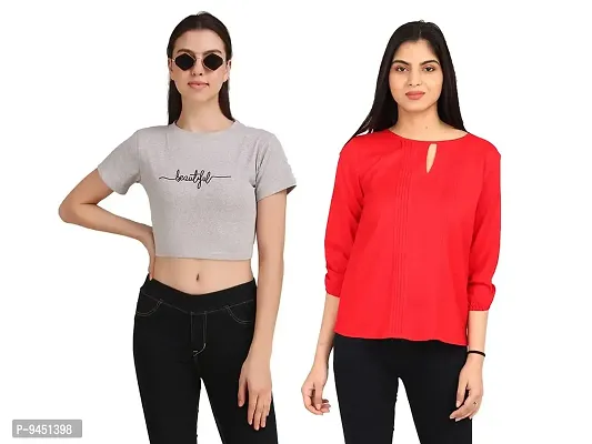 Iconic Deeva Solid Plain Tops for Girls Women Tops, Girl's Stylish T-Shirt and Upperwear