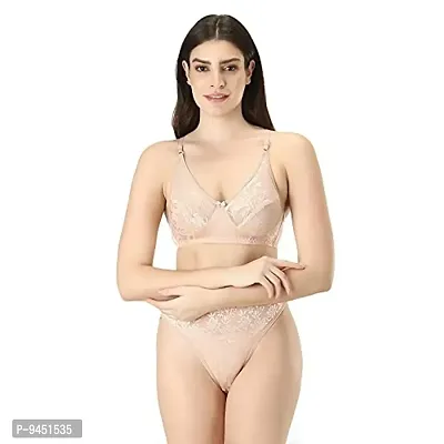 Iconic Deeva Stylish Women Net  Lace Bra Panty Set for Ladies, Girls Lingerie Set in Soft Cotton Blended with Lycra Material