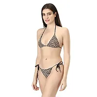 Iconic Deeva Tiger Print Women Bikni Lingerie Set, Blended Cotton Free Size Bikini Set with Adjustable Straps (Fit for 30-40) Gold-thumb3