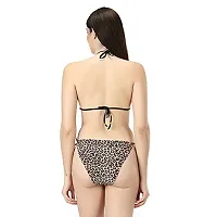 Iconic Deeva Tiger Print Women Bikni Lingerie Set, Blended Cotton Free Size Bikini Set with Adjustable Straps (Fit for 30-40) Gold-thumb1