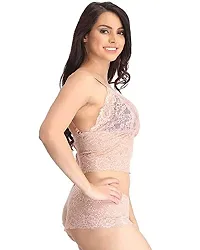 Iconic Deeva Trendy Womens Stylish Net Lingerie Set, Beautiful Lingerie for Honeymoon Or Love Nights Beige-thumb2