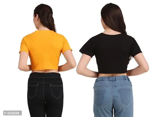 Women Hosiery Crop Top for Women Pack Of 2-thumb2