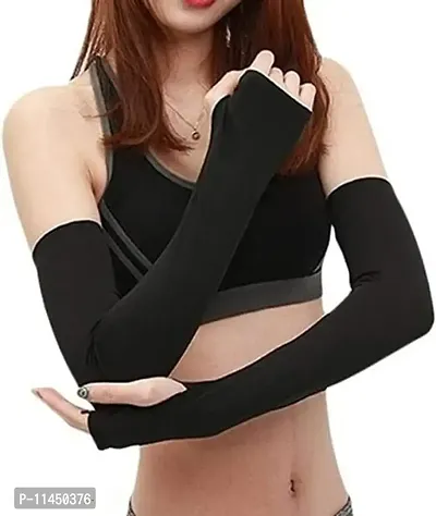Stylish nylon gloves for men and women Black colour [Pack of 1]-thumb0