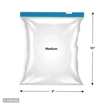 Zip Lock Reusable Slider Bag Combo Pack (Medium Size 22.86cmX25.4cm) Zip Lock Bag/Vegetable Bag/Freeze Bag/Multi-Purpose Storage Bag (Pack of 10 Bags)-thumb2