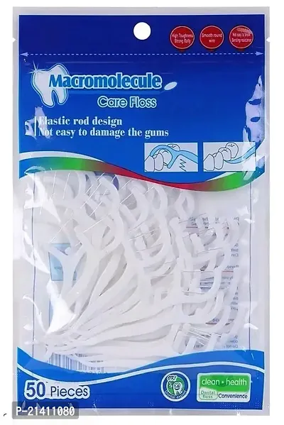 3 in 1 Tooth Cleaning Dental Floss Toothpicks Plastic Set for Clean Teeth Fresh Breath and Healthy Gums, 50 Piece Set (White)-thumb0