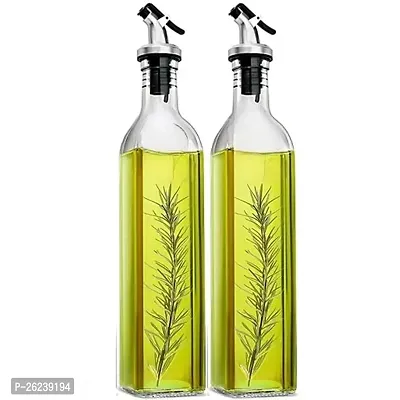 500 ml Glass Oil Dispenser Bottle for Kitchen cooking,vinegar bottle(Pack of 2)-thumb0