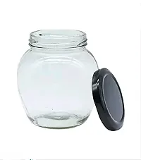crystal Clear Matka Shaped Glass Jar for Storage of Spices and Dry Fruit, Air Tight Leak Proof Black Metal Lid Glass Jar 350ml Pack of (12 pcs.)-thumb4