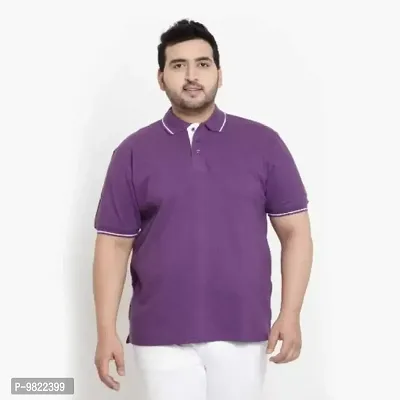 Men Solid Polo Neck Purple T-Shirt-thumb0