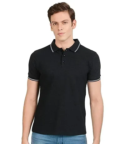 Men Solid Polo Neck T-Shirt