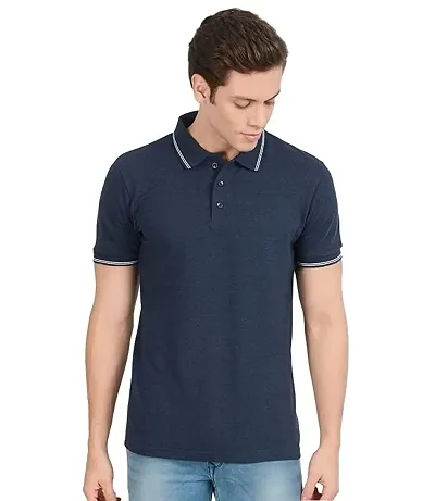 Men Solid Polo Neck T-Shirt