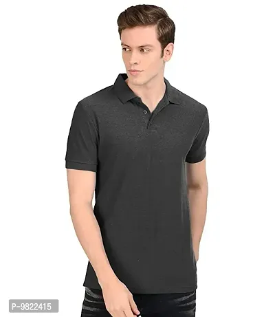 Men Solid Polo Neck Black T-Shirt