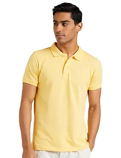 Men Solid Polo Neck T-Shirt