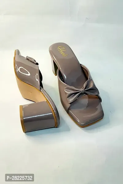 Elegant Brown Leather Self Design Sandal For Women