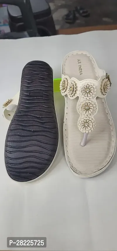 Elegant White Leather Self Design Sandal For Women