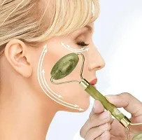Zingpang Smooth Facial Roller & Massager Natural Massage Jade Stone for Face Eye Neck Foot Massage Tool (Green)-thumb1