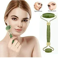 Ajoom Smooth Facial Roller & Massager Natural Massage Jade Stone for Face Eye Neck Foot Massage Tool (Green)-thumb1