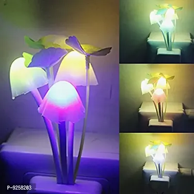 Automatic Mushroom and Flower Color Changing Sensor LED Plug-in Night Bulb Lamp | Home Decor Romantic Illumination Lamp for Home and Office-thumb0