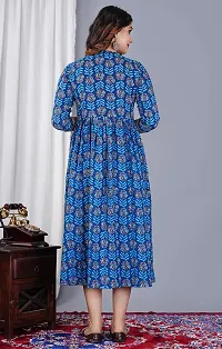 Indo-western Blue  Viscose Rayon Gown For Women-thumb1